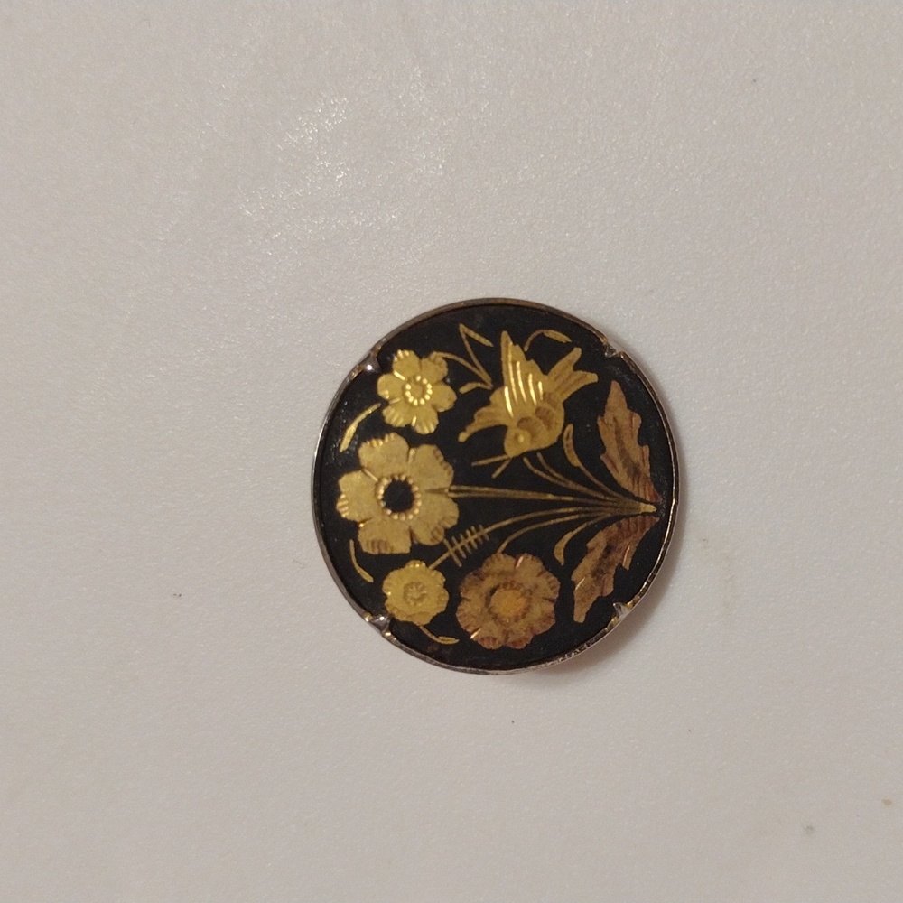 Vintage Damascene Brooch